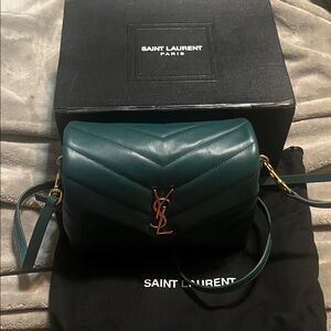 Saint Laurent Teal Quilted Crossbody Bag